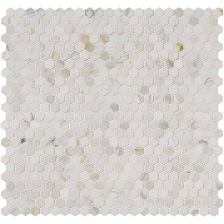 Calacatta Gold Hexagon 12 In. X 12 In. Polished Marble Mesh-Mounted Mosaic Tile, 10PK